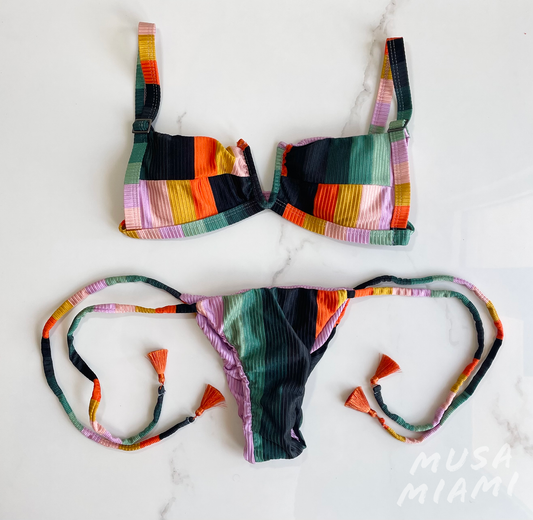 Caribbean Vibes' Multi Color Brazilian Bikini with Adjustable Strap