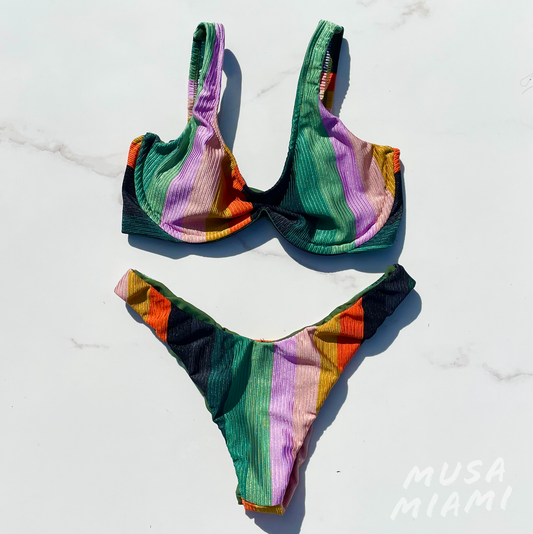 Caribbean Vibes' Multi Color Sports Top Brazilian Bikini