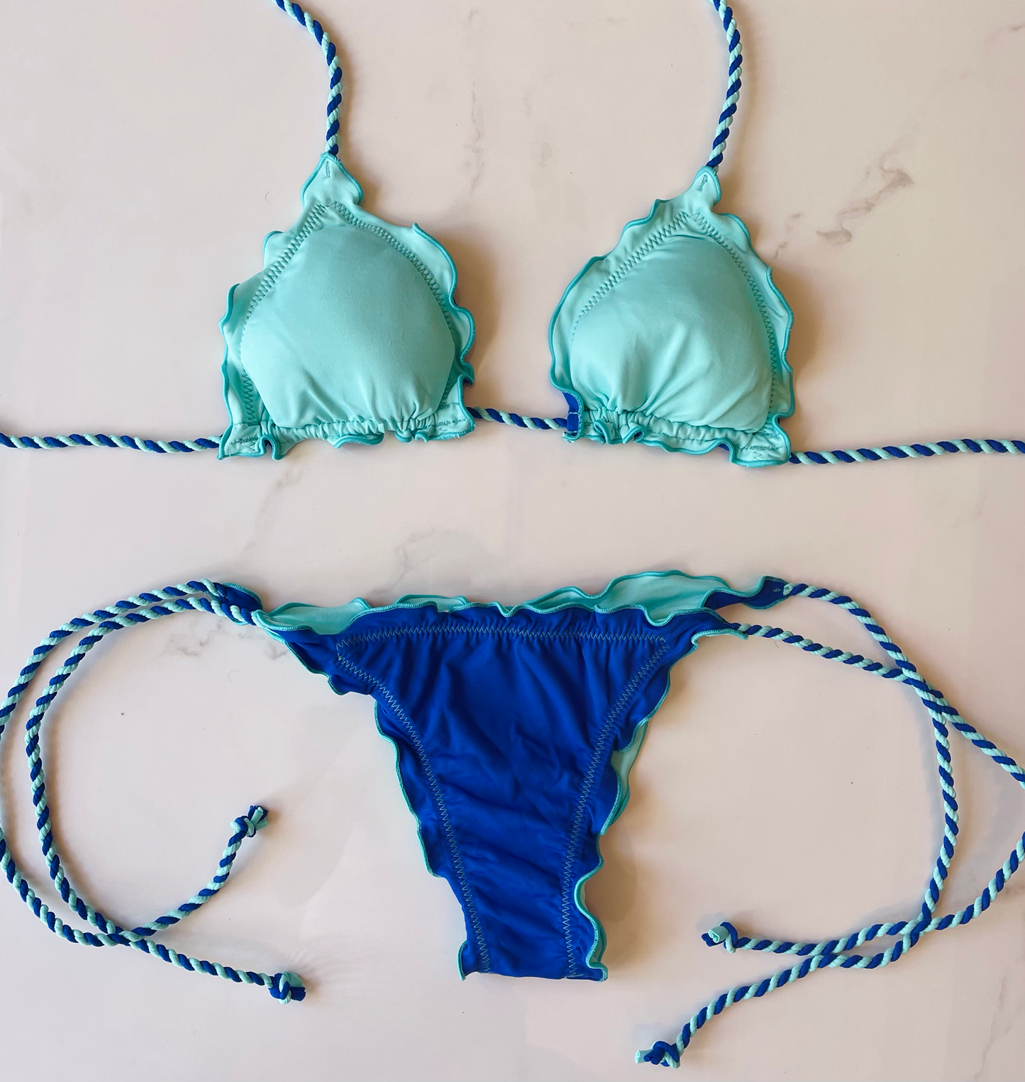 Reversible Turquoise & Blue Brazilian Bikini