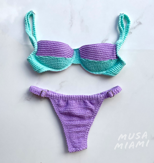 Mermaid Underwire Brazilian Bikini (Purple & Aqua)