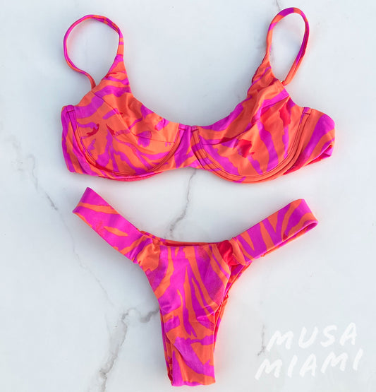 Orange & Pink Animal Print Brazilian Bikini