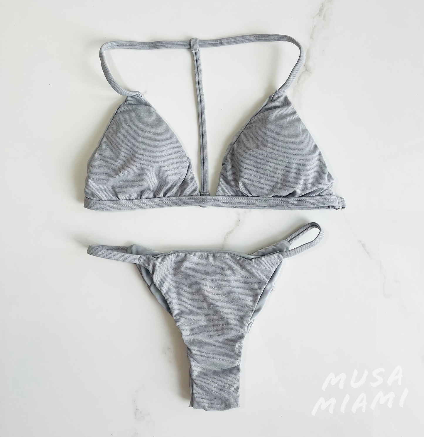 Silver Lurex Brazilian Bikini