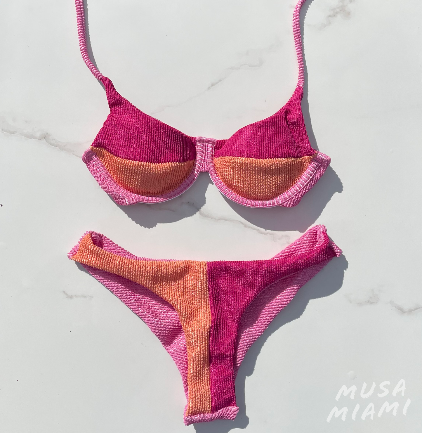 Sunset Orange & Pink Brazilian Bikini