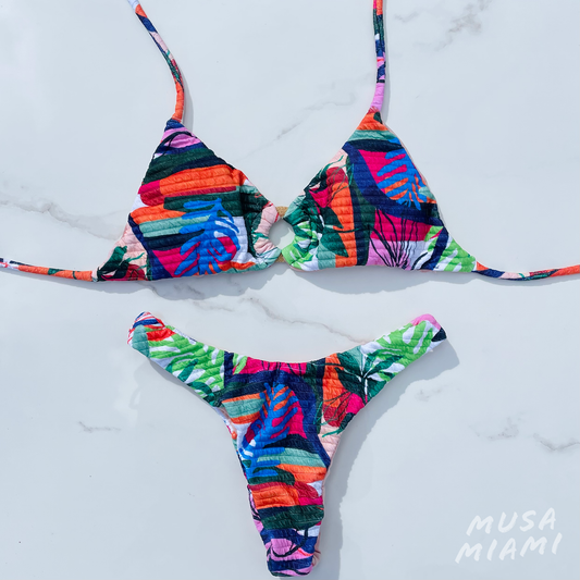 Tropical Lookin' Brazilian Bikini with Tie Strings