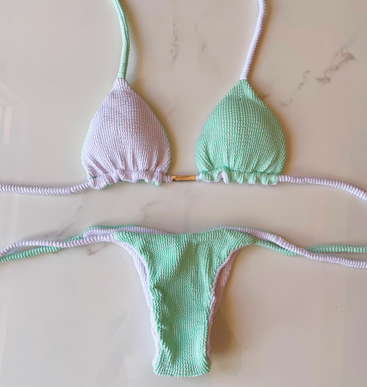 Aqua Green & White Brazilian Bikini
