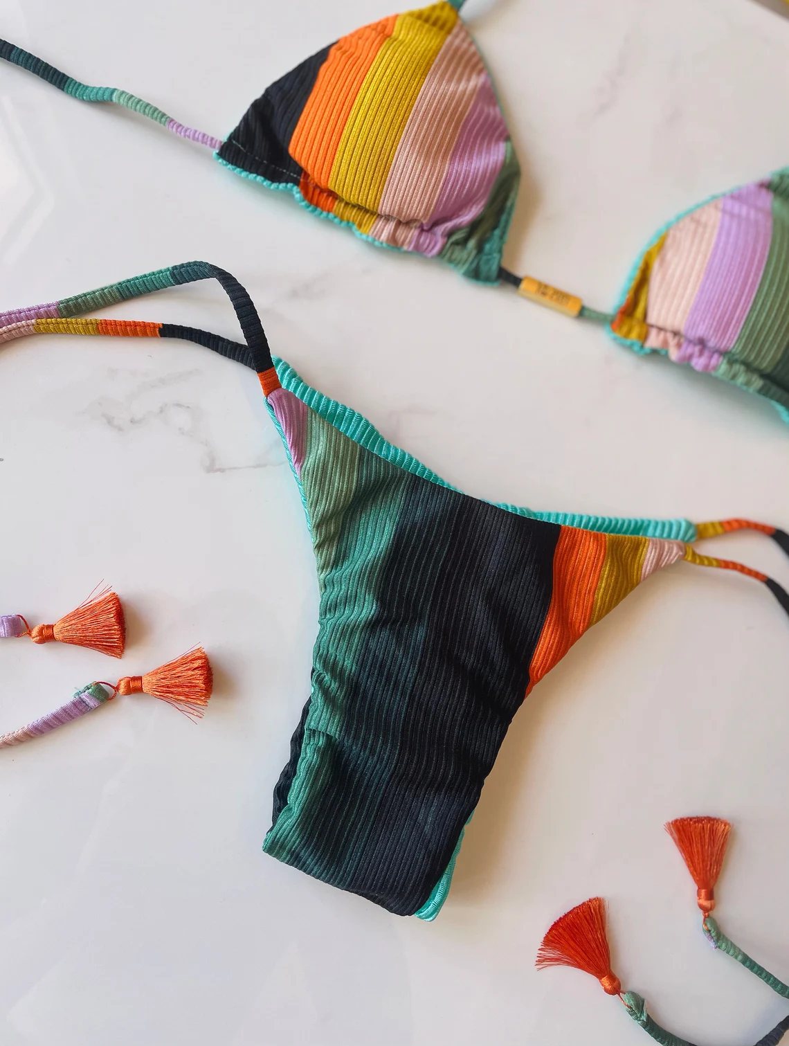 Caribbean Vibes' Multi Color Traditional Brazilian Bikini