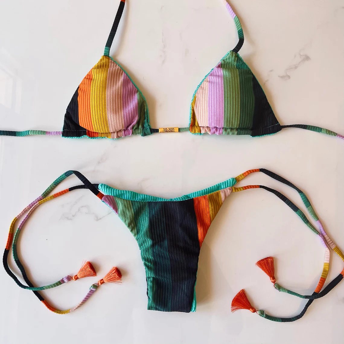 Caribbean Vibes' Multi Color Traditional Brazilian Bikini