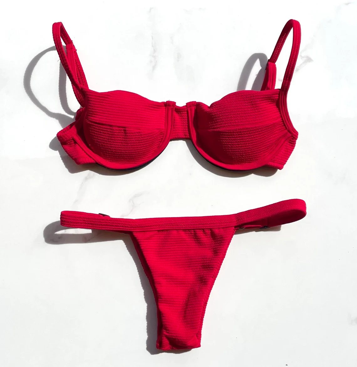 Underwire Brazilian Bikini in Pink & Red